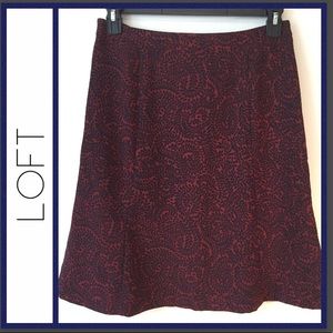 Loft Rust and Navy Blue Fall Lined Skirt